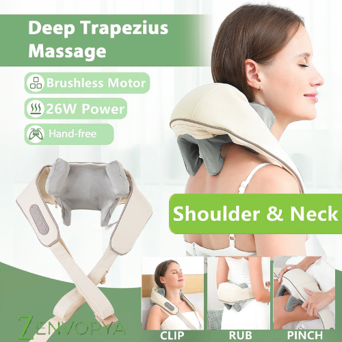 26W Brushless Motor Neck and Shoulder Massager Wireless Shoulder and Back Kneading Massage Shawl Neck Masajeador